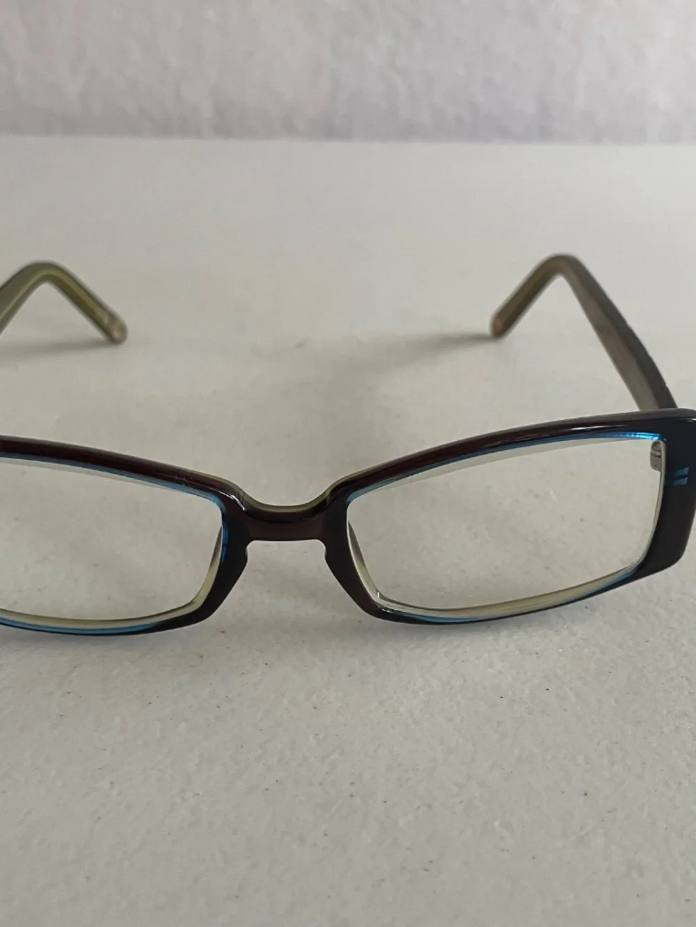 Vintage 90s Square Office Siren Eyeglasses Burgundy Frame with Blue
